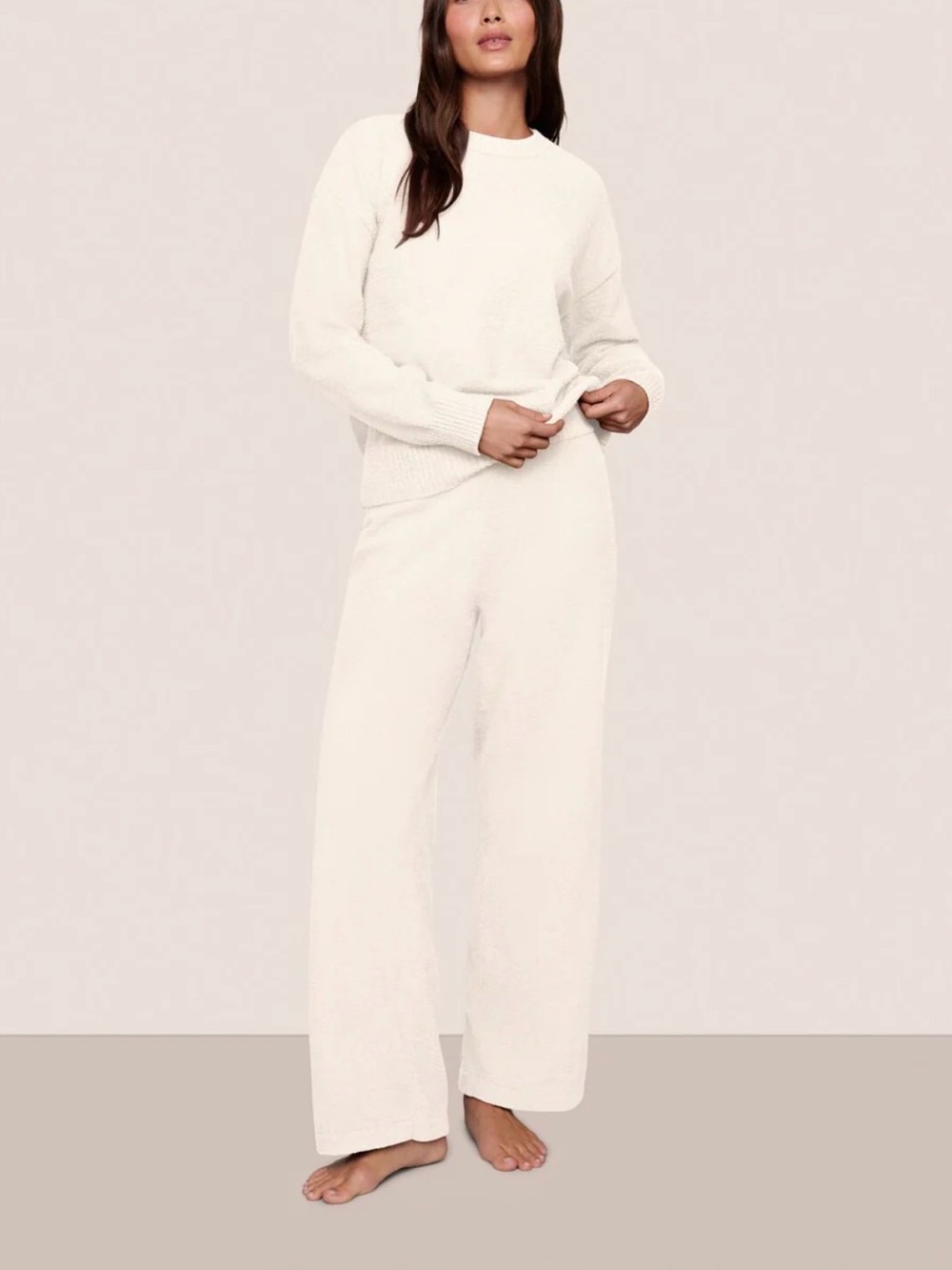 LIKE NEW: EBERJEY; BOUCLE WIDE LEG PANT, IVORY, XL